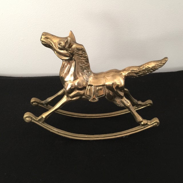 Metal Traditional Brass Horse - Vintage Brass Rocking Horse For Sale - Image 7 of 7