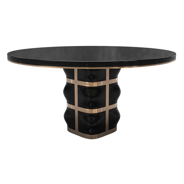 Not Yet Made - Made To Order "Oliva" Round Table With Stainless Steel and Bronze Details, Handmade For Sale - Image 5 of 5