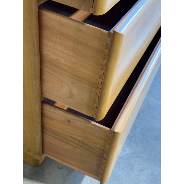 Brown Heywood Wakefield Stardust Maple Tallboy Chest of Drawers Mid-Century Modern 1950s For Sale - Image 8 of 10