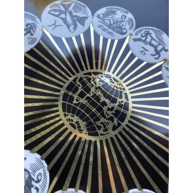 Black Zodiac & Globe Tray Vintage Couroc of Monterey | Astrological Celestial Design | California Modern For Sale - Image 8 of 14