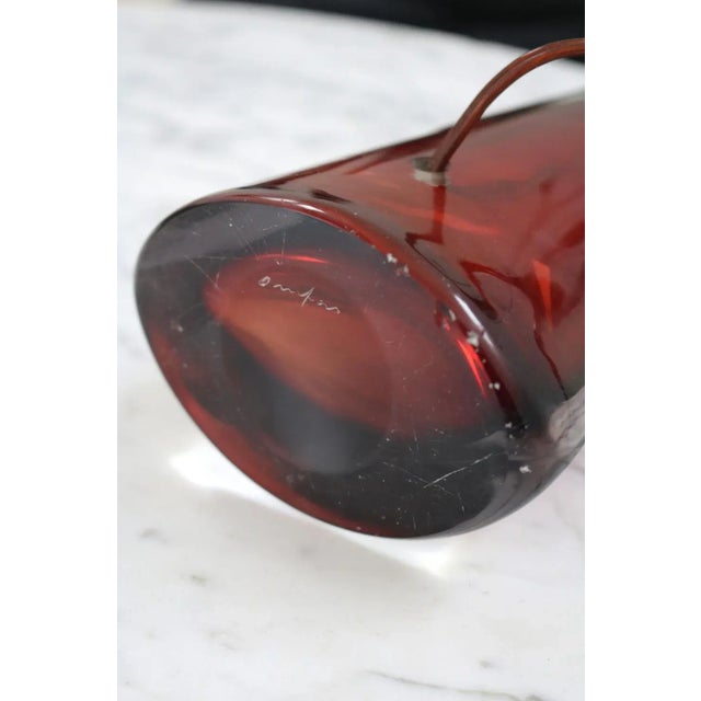 Cream Large Table Lamp in Red Glass by Carl Fagerlund for Orrefors, Sweden, 1960s For Sale - Image 8 of 13