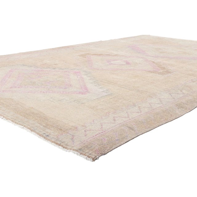 53869 Muted Vintage Turkish Oushak Rug, 06'08 x 09'06. ​Reflecting elements of Shibui with incredible detail and texture,...