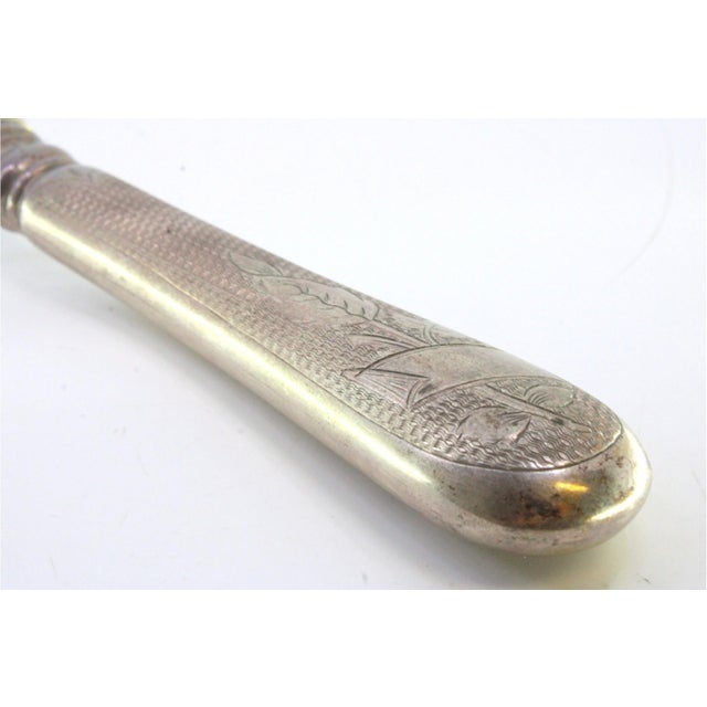 Silver Fish Serving Fork with Reliefs and Floral Motifs For Sale - Image 5 of 7