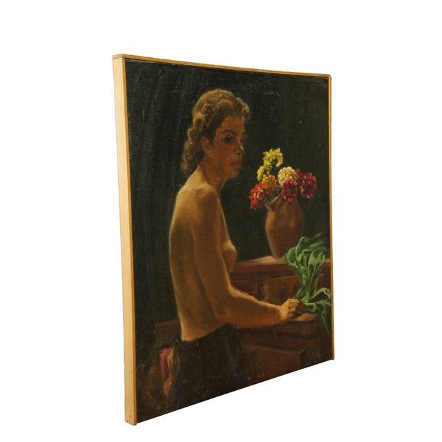 Contemporary Mid 20th Century Dorothy Christy Cervantes Nude Female Portrait Oil Painting on Canvas 30", Framed For Sale - Image 3 of 10
