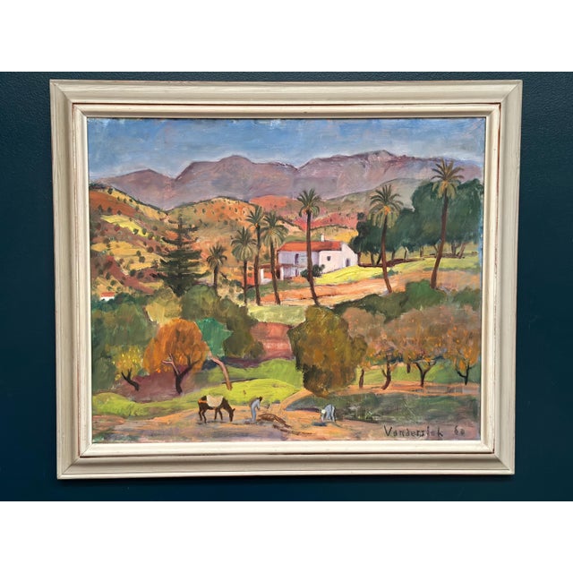 Pierre Van Der Stok, Landscape, 1960, Oil Painting on Canvas, Framed For Sale - Image 9 of 16