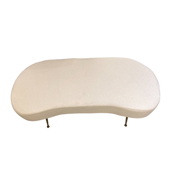 Italian White Kidney Ottoman For Sale - Image 4 of 9