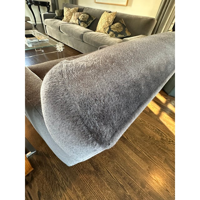 21st Century Holly Hunt Upholstered Armchair in Lush Grey Designer Upholstery For Sale In Chicago - Image 6 of 11