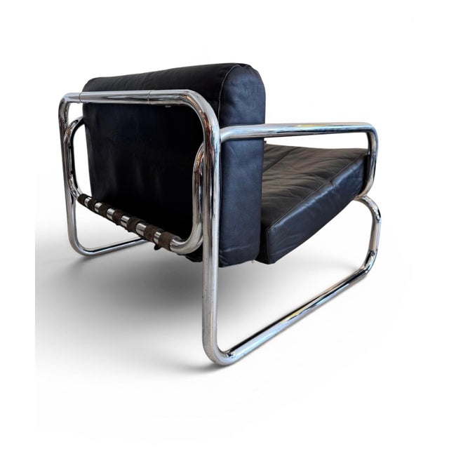 Mid-Century Modern Leather and Chrome T2 Armchairs by Rodney Kinsman for Omk, 1969, Set of 2 For Sale - Image 3 of 12