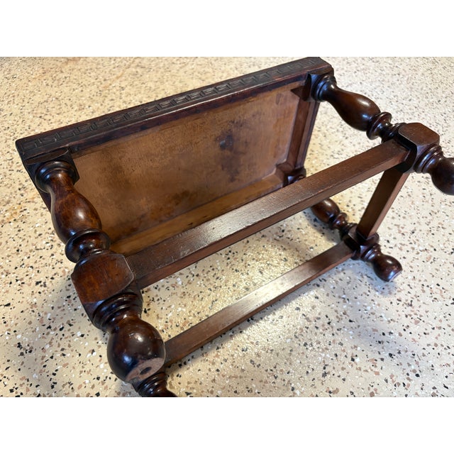 Antique Tooled Leather Top Stools / Tables For Sale - Image 16 of 17