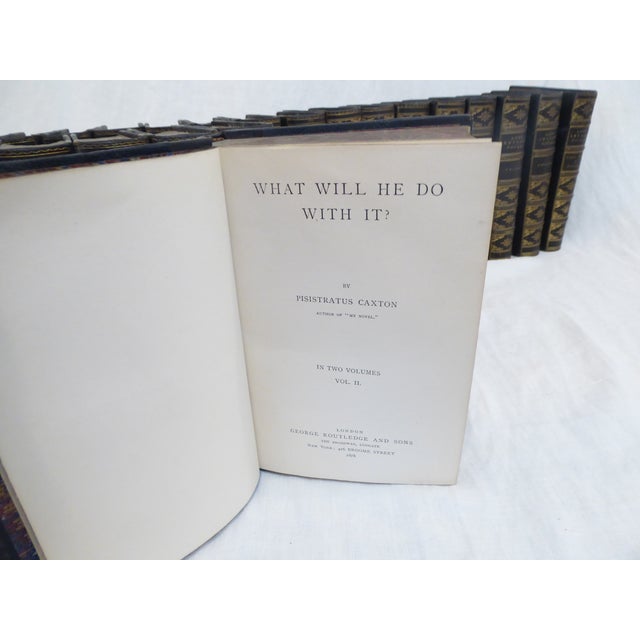 This Collection of leather books by Lord Lytton have gilded lettering.