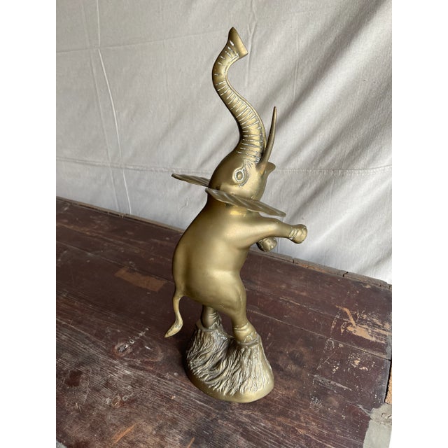 Metal Vintage Mid 20th Century Standing Brass Elephant Figurine or Sculpture For Sale - Image 7 of 13