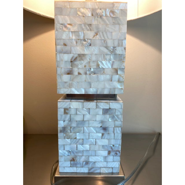 Allison K West Mother of Pearl Thumbprints Table Lamp M For Sale - Image 4 of 13