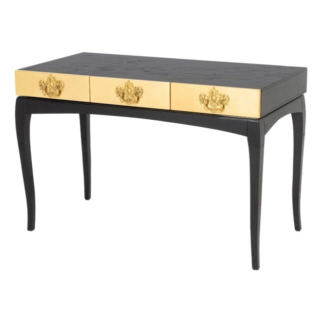 Boca Do Lobo Black Lacquer Console Table For Sale