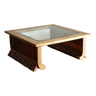 Cerused Ash Fluted Coffee Table For Sale