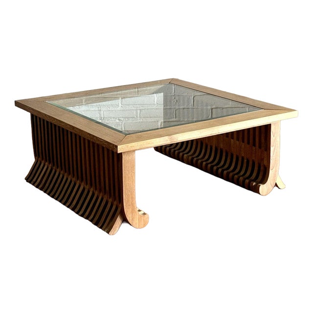 Cerused Ash Fluted Coffee Table For Sale