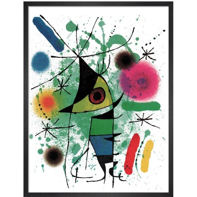 Joan Miró, The Singing Fish 52 x 64 cm Framed in a sustainably sourced black box frame with a gallery acrylic glazing....