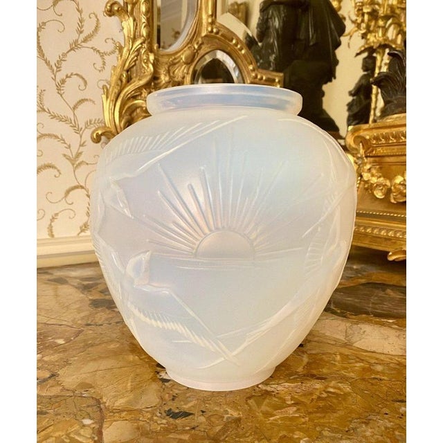 Art Deco Opalescent Vase with Swallows from Sabino Paris For Sale - Image 13 of 13