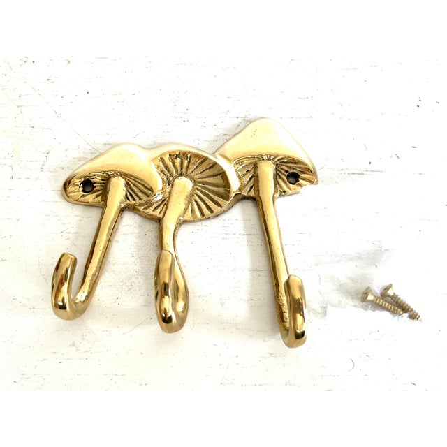 Brass Mushrooms Triple Wall Hook For Sale - Image 4 of 7
