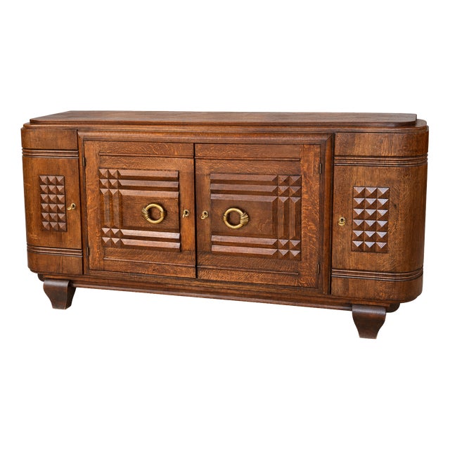 Oak Sideboard attributed to Charles Dudouyt, France, 1940 For Sale