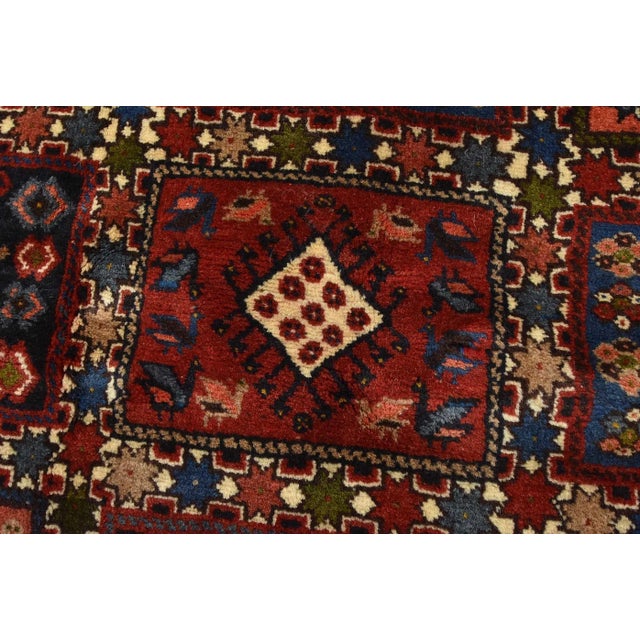 Green Yalameh Rug 4'10'' X 6'8'' Green Wool Vintage Tribal Hand-Knotted Carpet For Sale - Image 8 of 13