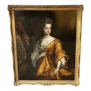 Huge 17th Century English Baroque Oil Portrait of a Young Noblewoman, Circle of Sir Godfrey Kneller (1646–1723)