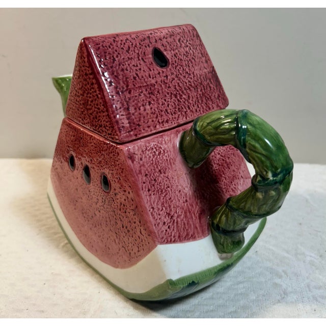 Vintage 1990’s Watermelon Slice Ceramic Teapot For Sale - Image 4 of 8