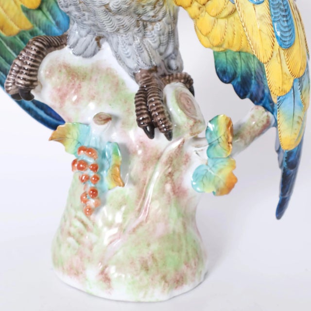 Cornflower Blue German Porcelain Parrot For Sale - Image 8 of 9