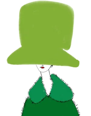 Green on Green Chapeau Print by Annie Naranian