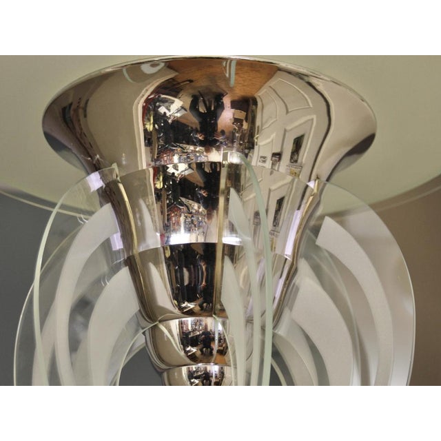 French Art Deco Pendant Lamp in Metal and Glass by Henri Petitot for Maison Petitot, 1930s For Sale - Image 9 of 15