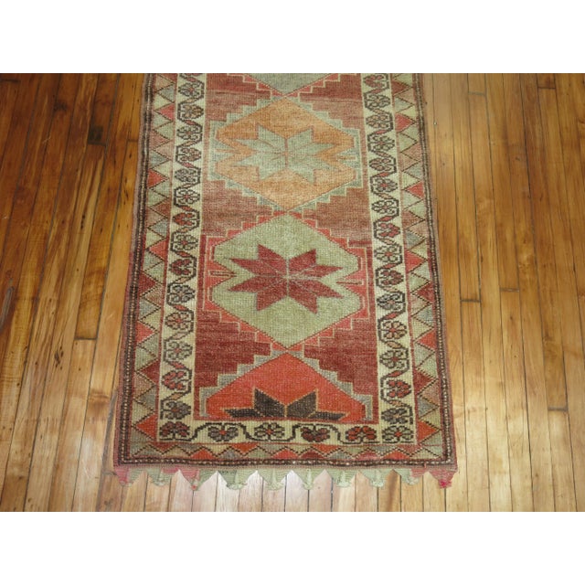 Tribal 1950s Tribal Turkish Runner - 2'10" x 13'10" For Sale - Image 3 of 5
