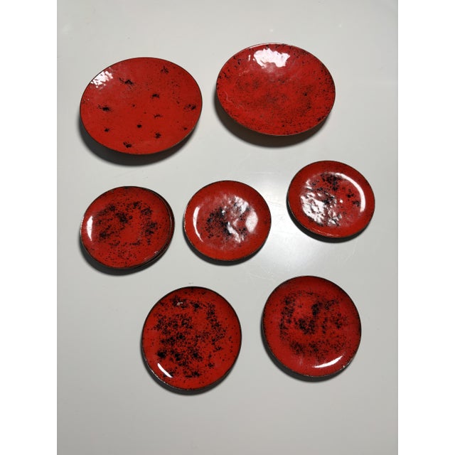 Enamelled Bowls and Saucers, Germany, 1960s, Set of 8 For Sale - Image 3 of 7