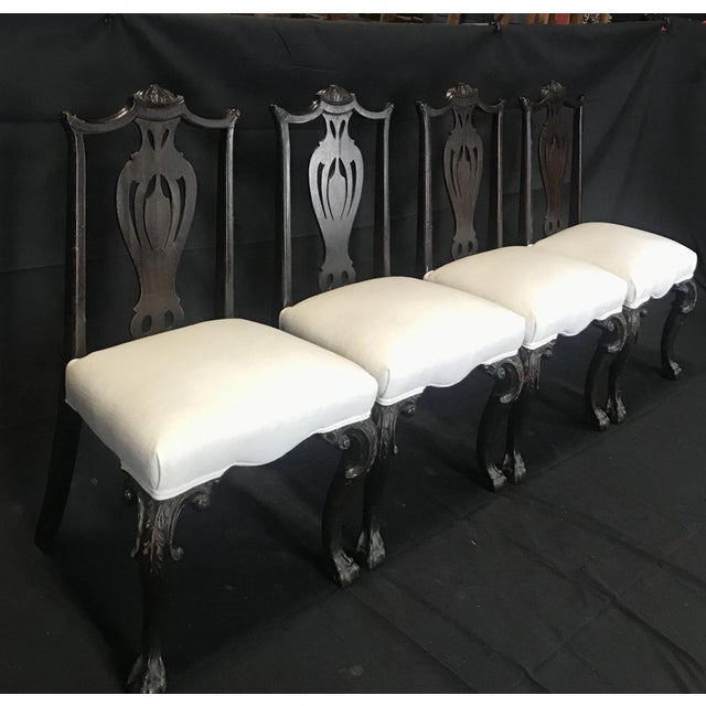 Brown Carved 19th Century English Chippendale Style Dining Chairs -Set of 4 For Sale - Image 8 of 9