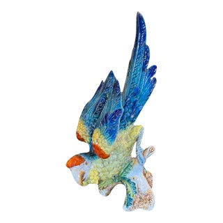1980s Monumental Italian Majolica Macaw/Parrot by Rigattieri For Sale