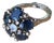 14k Yellow Gold, Blue Sapphire and Diamond Flower Cluster Ring With Arthritic Shank., Size 6.25 to 7 For Sale