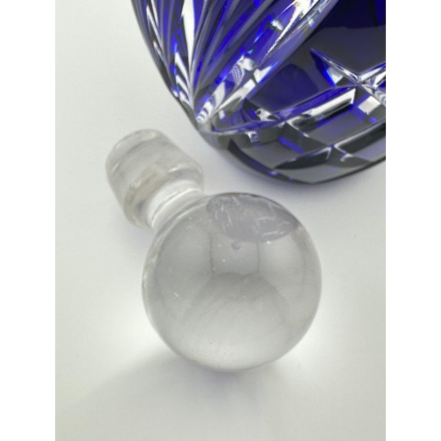 Vintage German Cobalt Blue Crystal Wine Decanter – Heavy Lead Crystal – 28 Oz For Sale - Image 11 of 15