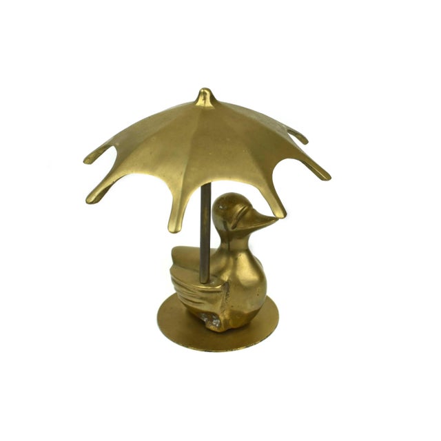 Vintage Solid Gold Brass Duck Figurine Model For Sale - Image 6 of 10