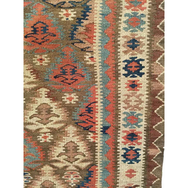 Antique Persian Varamin Kilim Runner, Handwoven Wool, Caucasian Geometric Pattern, 3x15 For Sale - Image 13 of 16