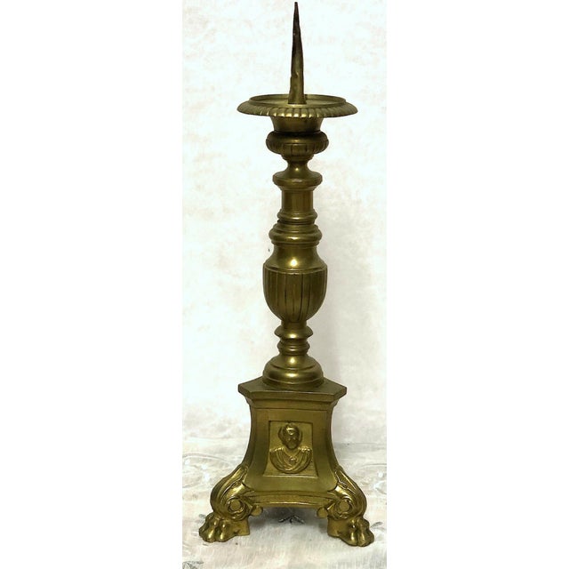 Antique Brass Altar Candlestick from Unbekannt, 1890s For Sale - Image 3 of 7