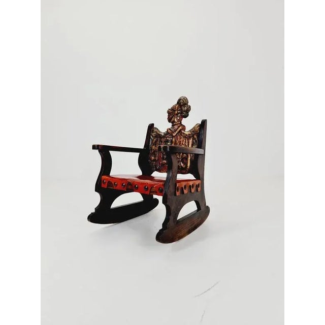 Antique Spanish Hand-Carved Wood Rocking Armchair, 1900s For Sale - Image 3 of 18