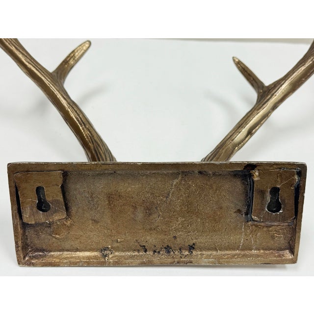 Brass Vintage Brass Deer Antler Wall Hook For Sale - Image 8 of 8