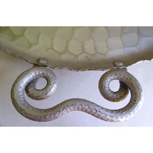 1940s Vintage Hand Crafted X-Large Forged Aluminum Trays With Snake Like Handles 1940s For Sale - Image 5 of 15