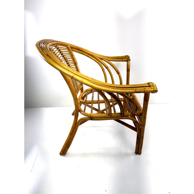 Vintage Bent Bamboo & Rattan Lounge Chair in the Style of Franco Albini For Sale - Image 11 of 13