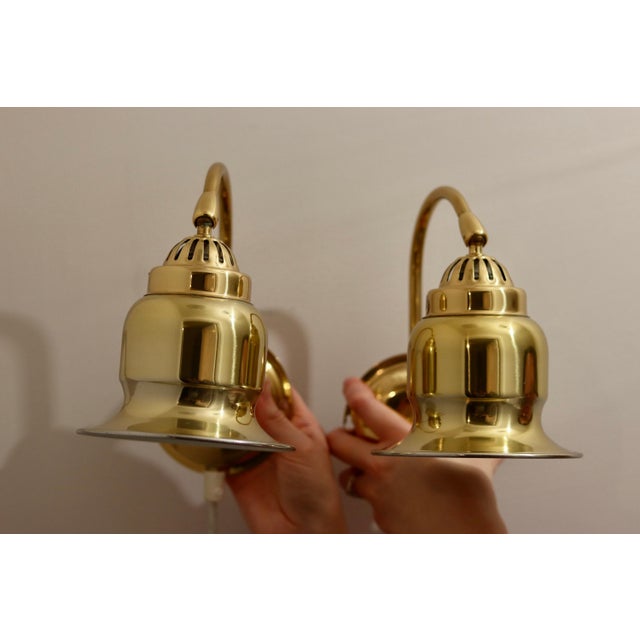Metal Vintage Swedish Brass Wall Lamps by Dahlquist and Johansson, 1960s, Set of 2 For Sale - Image 7 of 9