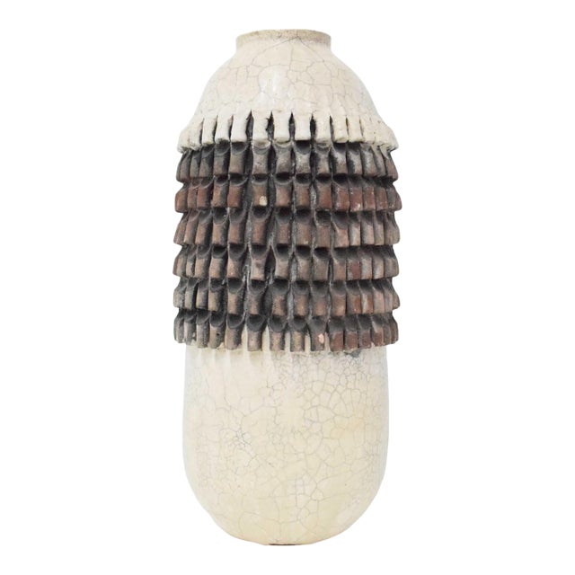 Mid 20th Century Modern 18" Tall Studio Ceramic Vase For Sale