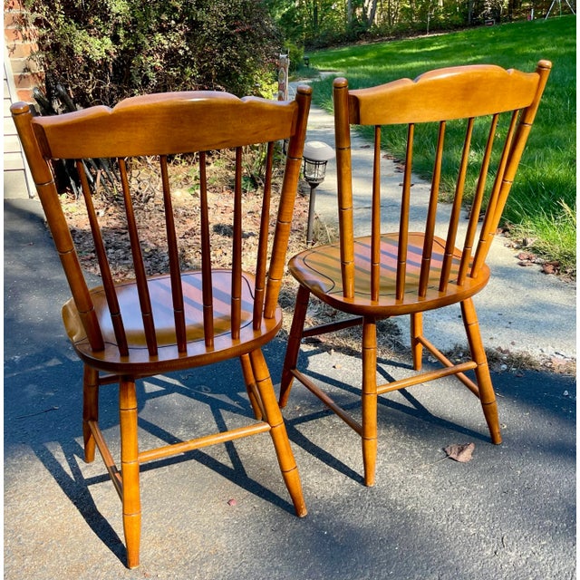 Late 20th Century Hitchcock Spindle Back Country Windsor Side Chairs (2) For Sale - Image 6 of 12