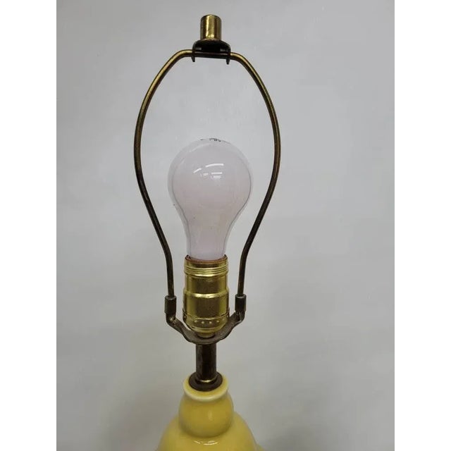 1970s Mid Century Hollywood Regency Yellow Ceramic Ginger Jar Yellow Table Lamps - A Pair For Sale - Image 5 of 9