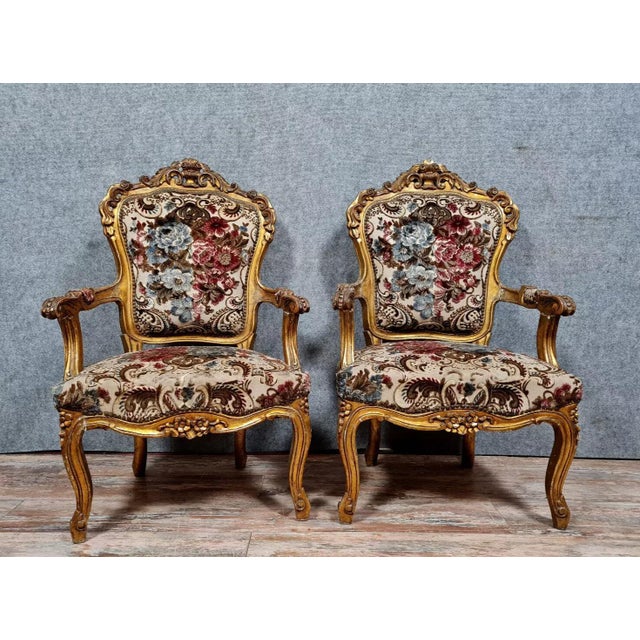 Antique Baroque Chairs in Gilded and Carved Wood, 1900s, Set of 2 For Sale - Image 14 of 14