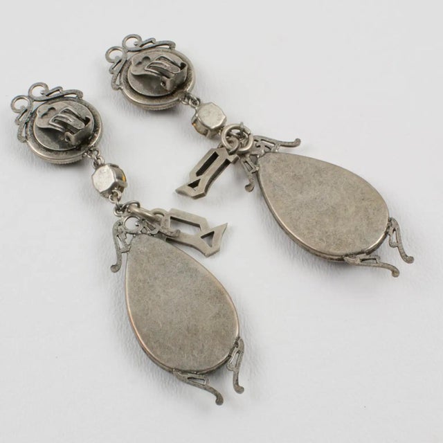 John Galliano Victorian Style Cameo and Black Enamel Clip Earrings For Sale In Atlanta - Image 6 of 8