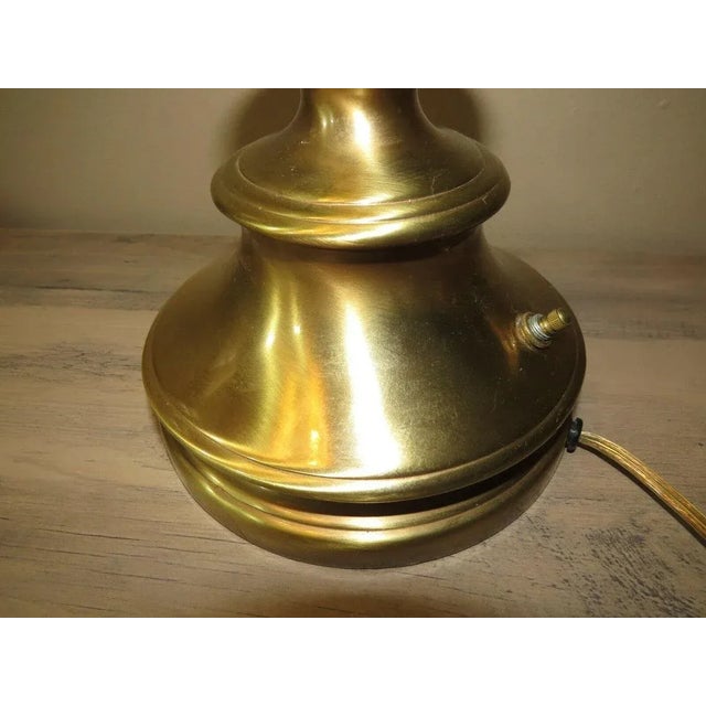 Brass Vintage Mid-Century Modern Rembrandt Walnut Wood & Brass Torchiere Table Lamp For Sale - Image 8 of 10