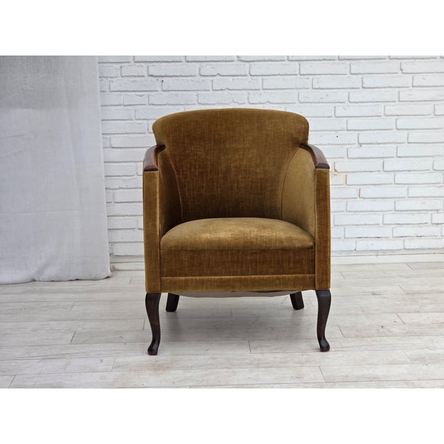 Vintage Danish Armchair in Furniture Velour and Ash, 1950s For Sale - Image 14 of 18